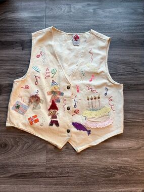 Vtg Kevin G Sportswear Whimsical Birthday Party Vest OSFA